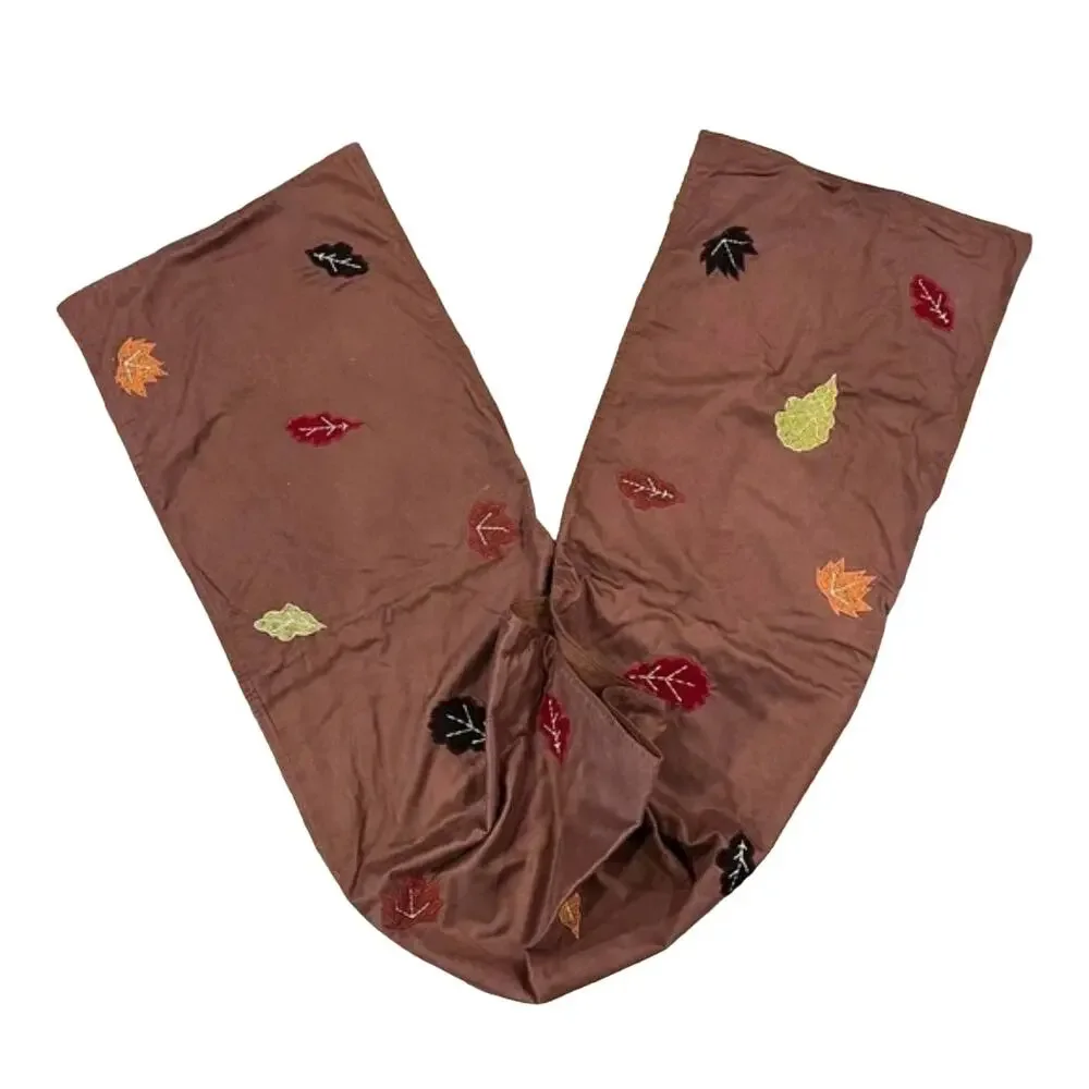 Brown Fall Leaves Thanksgiving Table Runner - 70x14
